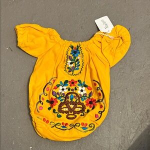 Handmade Yellow Embroidered Kids Bodysuit